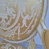 Louis XVI style cabriolet armchair with decorated medallion