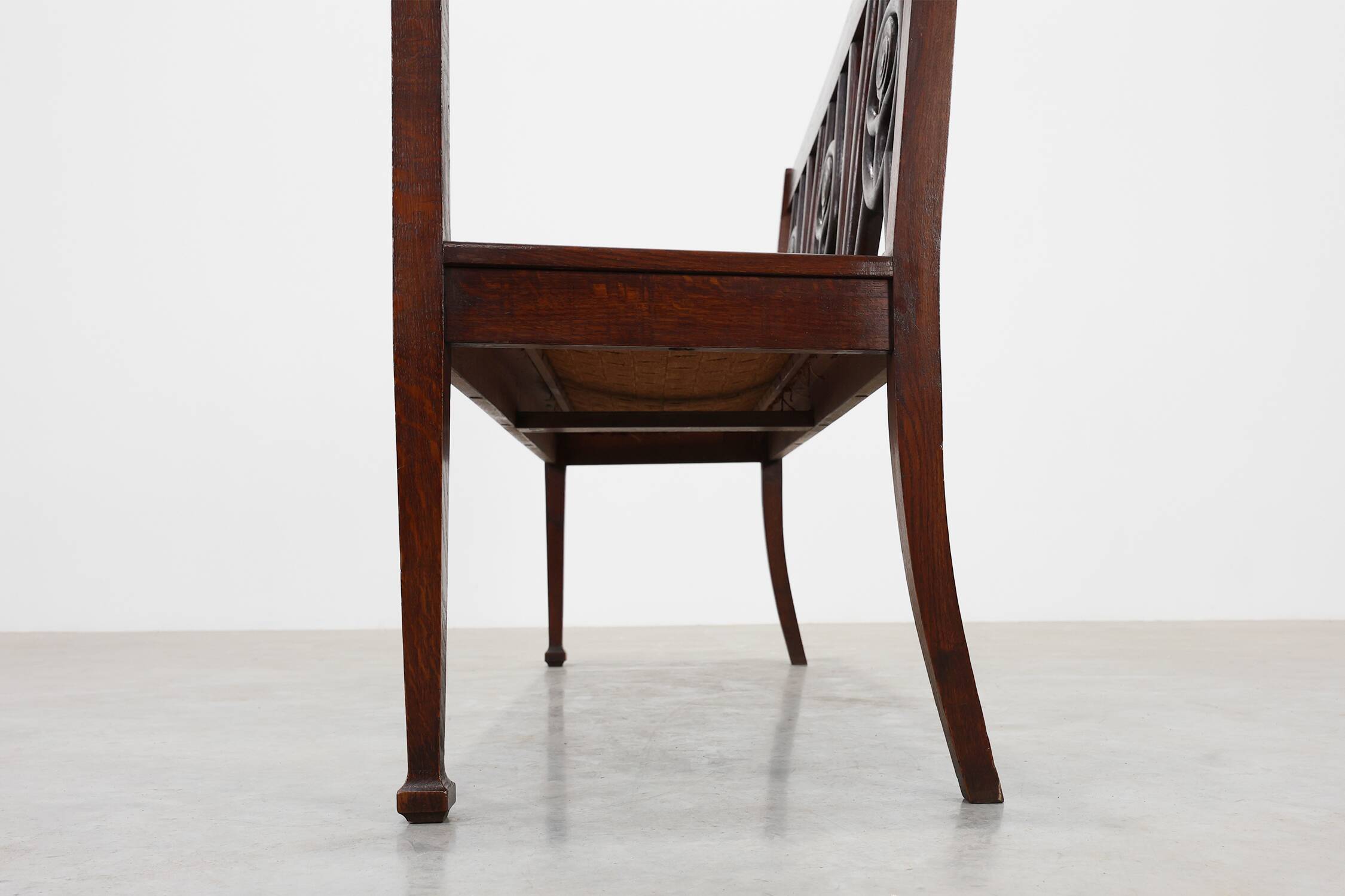 Belgium art deco bench in oak wood 1920s