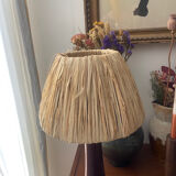 Vintage teak and raffia lamp