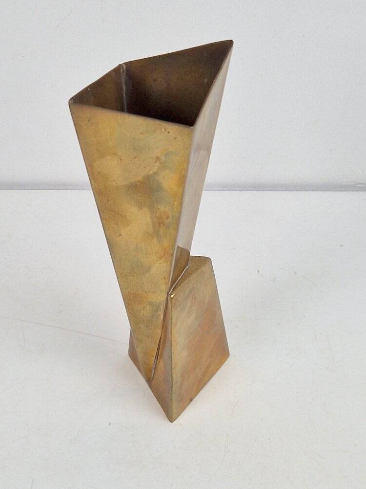 Art Deco Cubist Brass Vase from WMF, 1930s