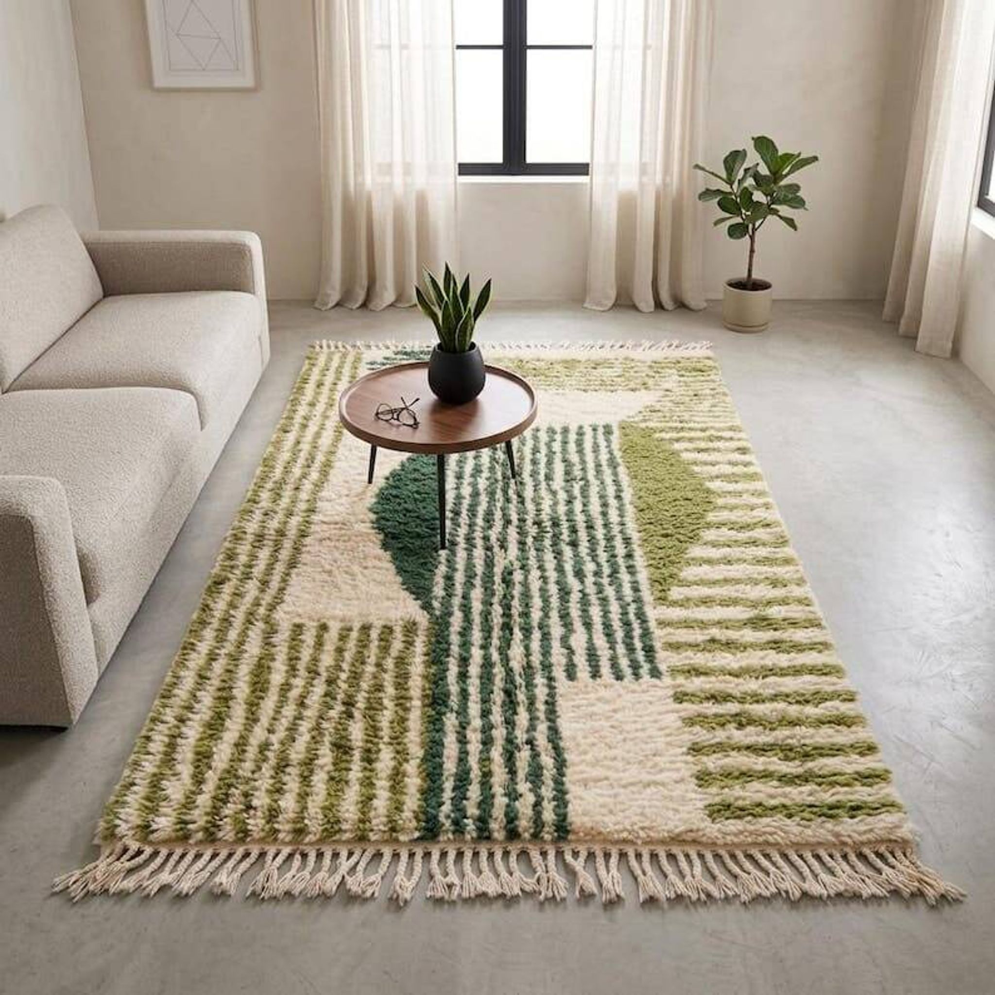 Handwoven natural wool rug 150/250 cm