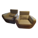 Paire de fauteuils cuir Ligne Roset tichka Didier Gomez