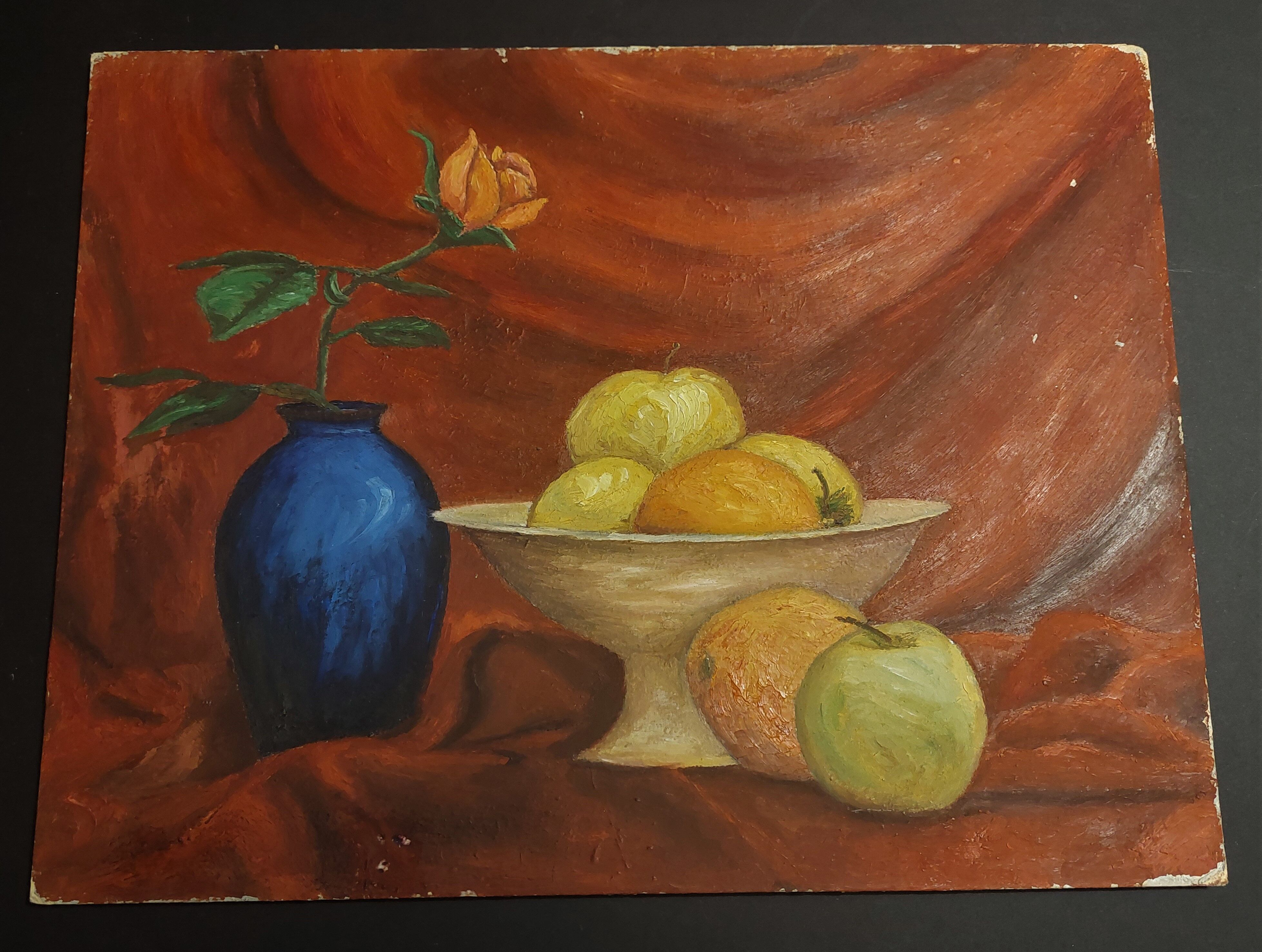 Painting oil on cardboard still life