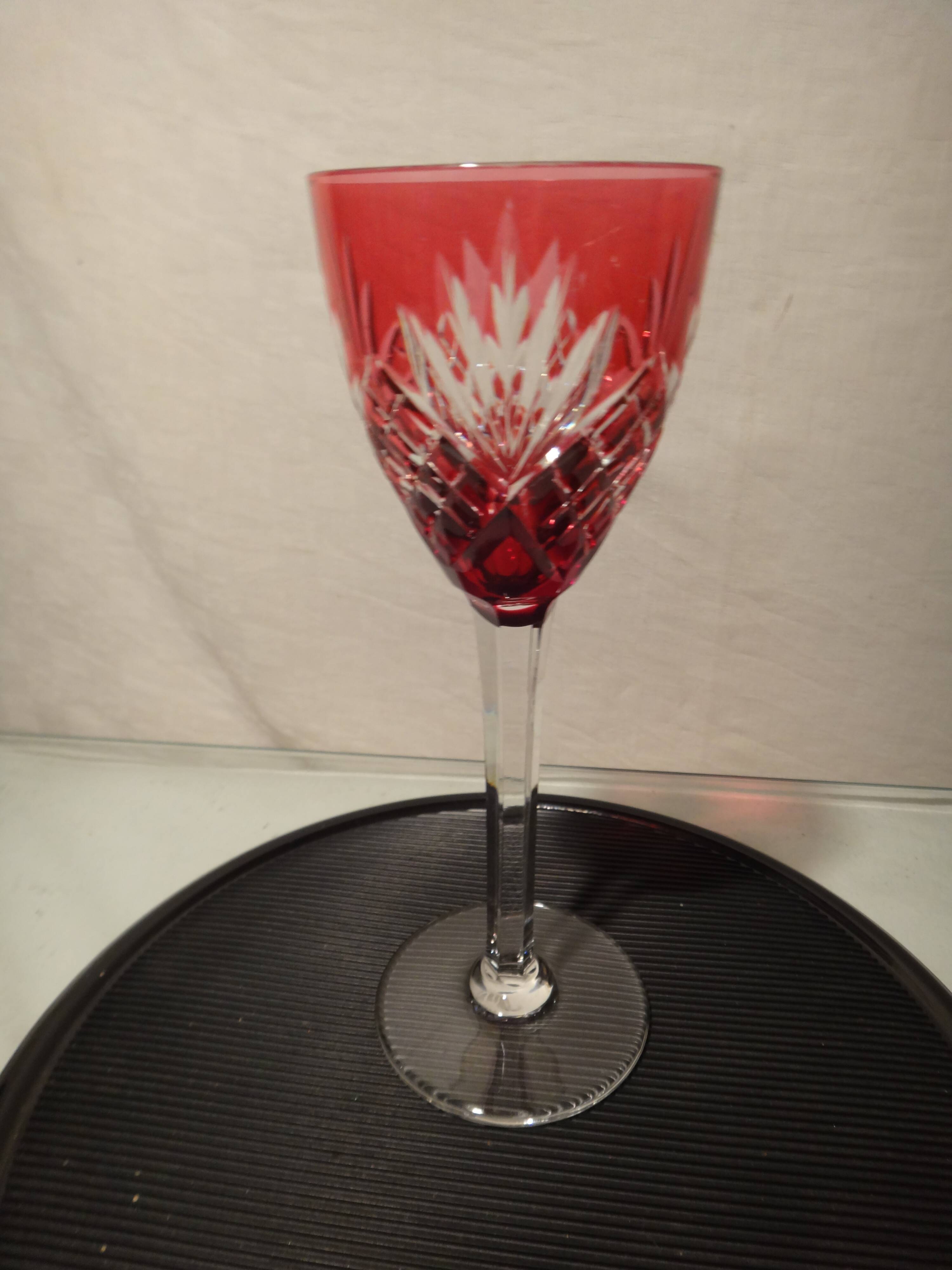 Saint louis chantilly 6 rhine wine glasses roemer colored crystal - 21.5 cm