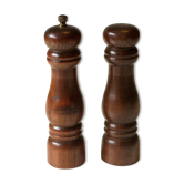 Salière et poivrière des années 1970, en bois et en métal - jeu de 2, entièrement utilisable, d'époque