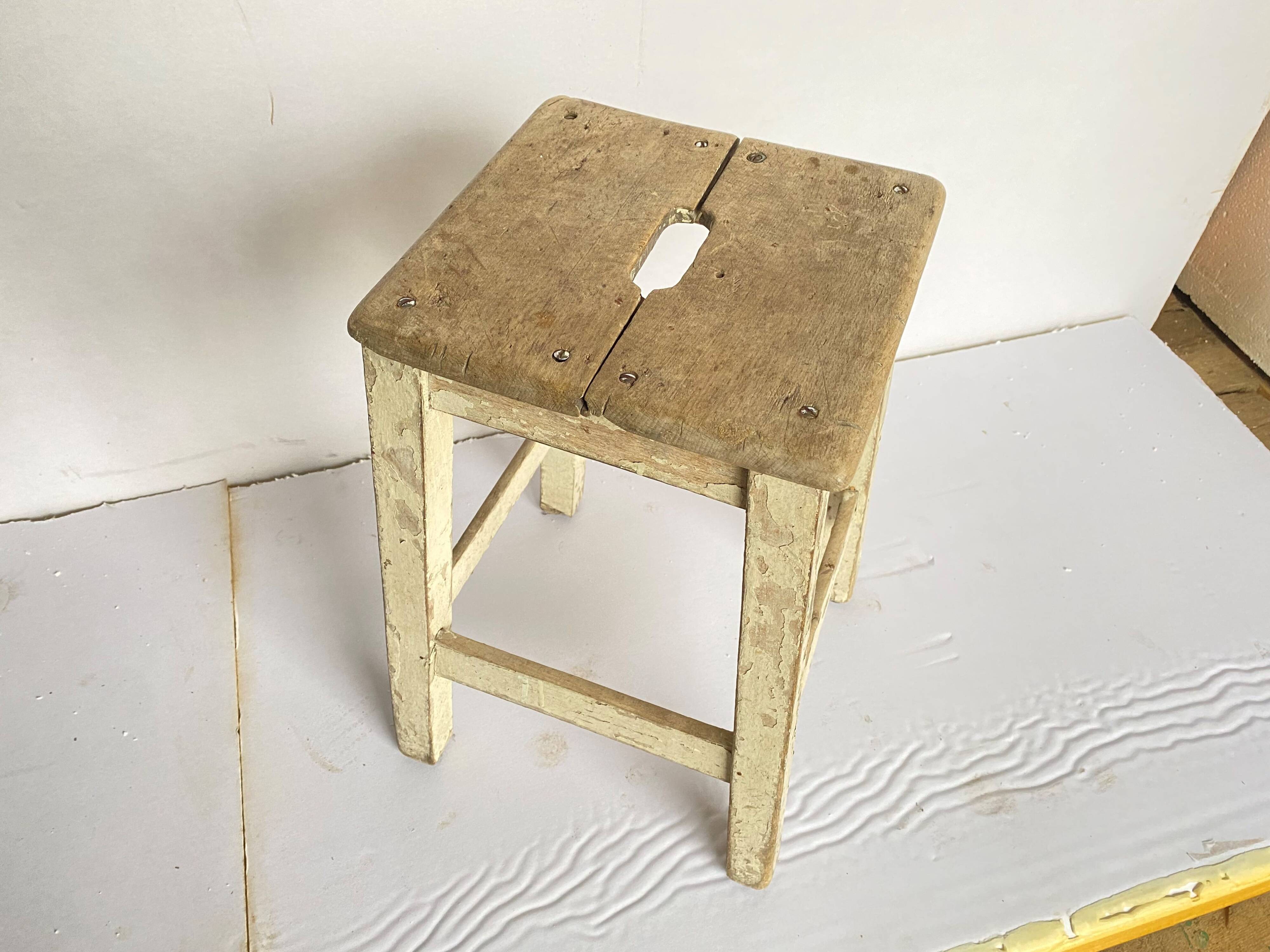 Wooden workshop stool from the 1950s