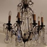 Old bronze chandelier and crystal tassels - 8 lights