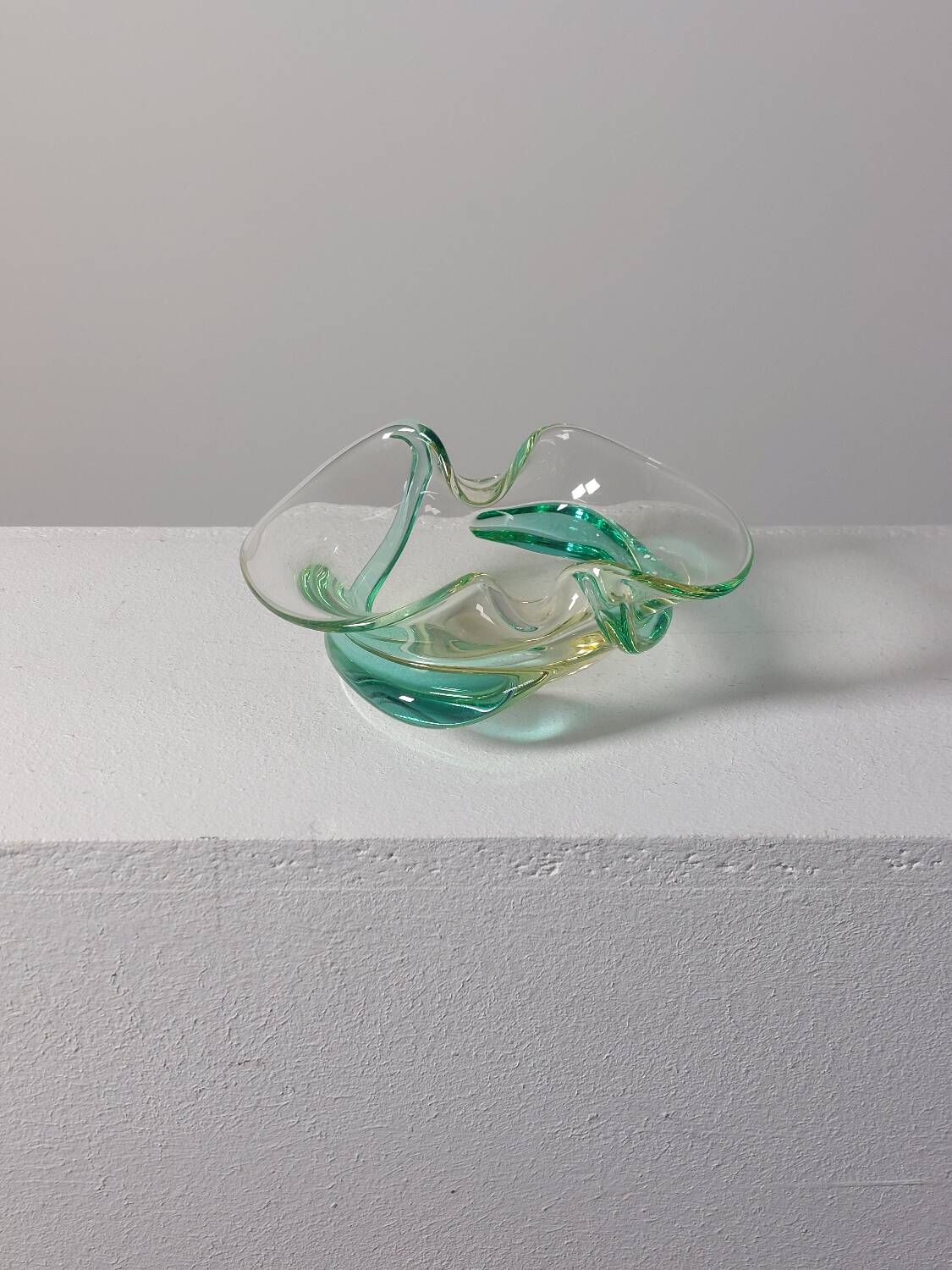 Vintage mid-century artisanal glass catchall.