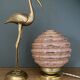 Vintage art deco globe table lamp in pink and gold Clichy glass