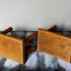 Pair of vintage oak footrests
