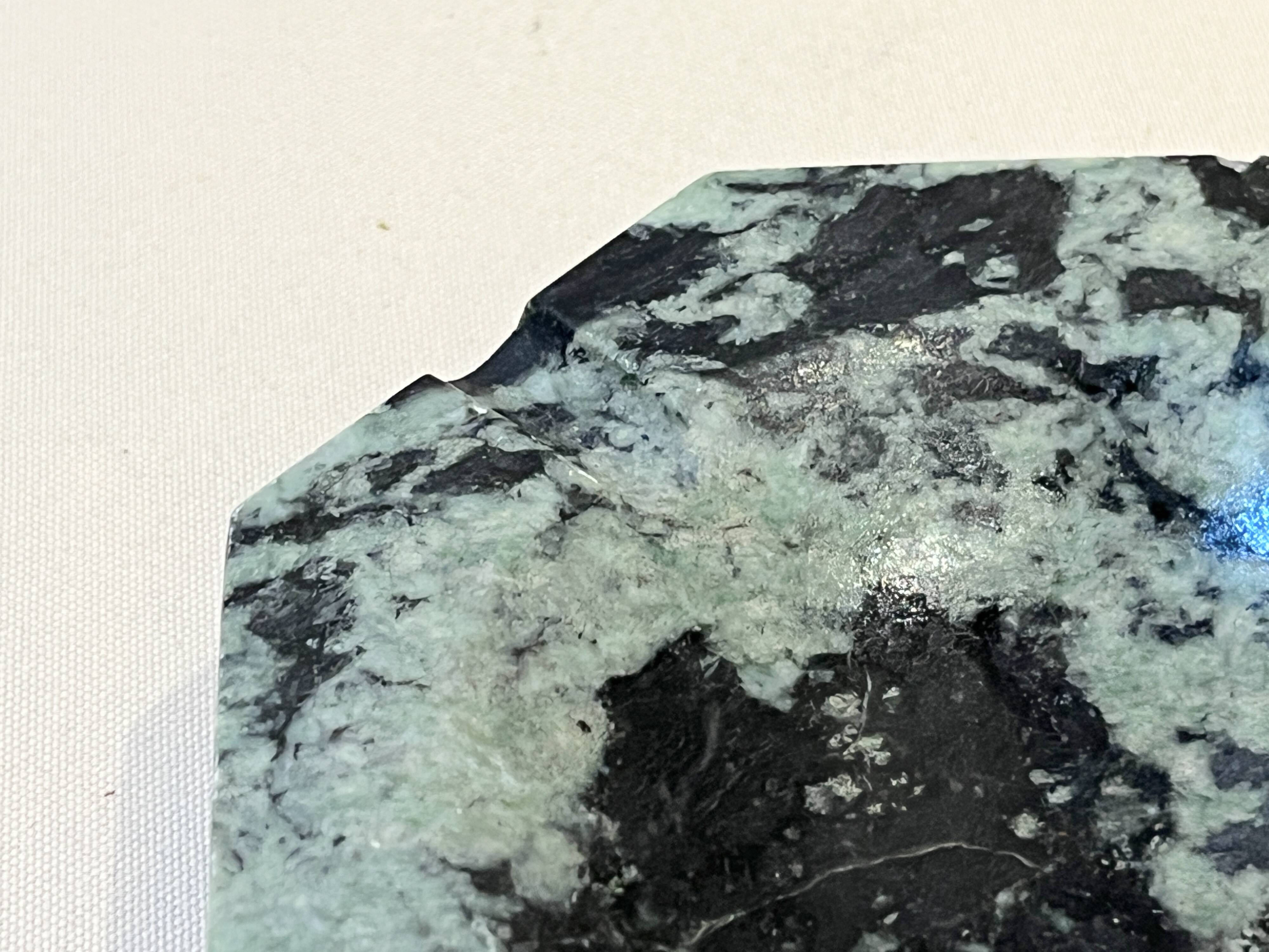 Vintage green and black marble octagonal pocket emptier antique mid-century ashtray