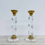 Set of 2 lucite twisted candle sticks, 1970’s