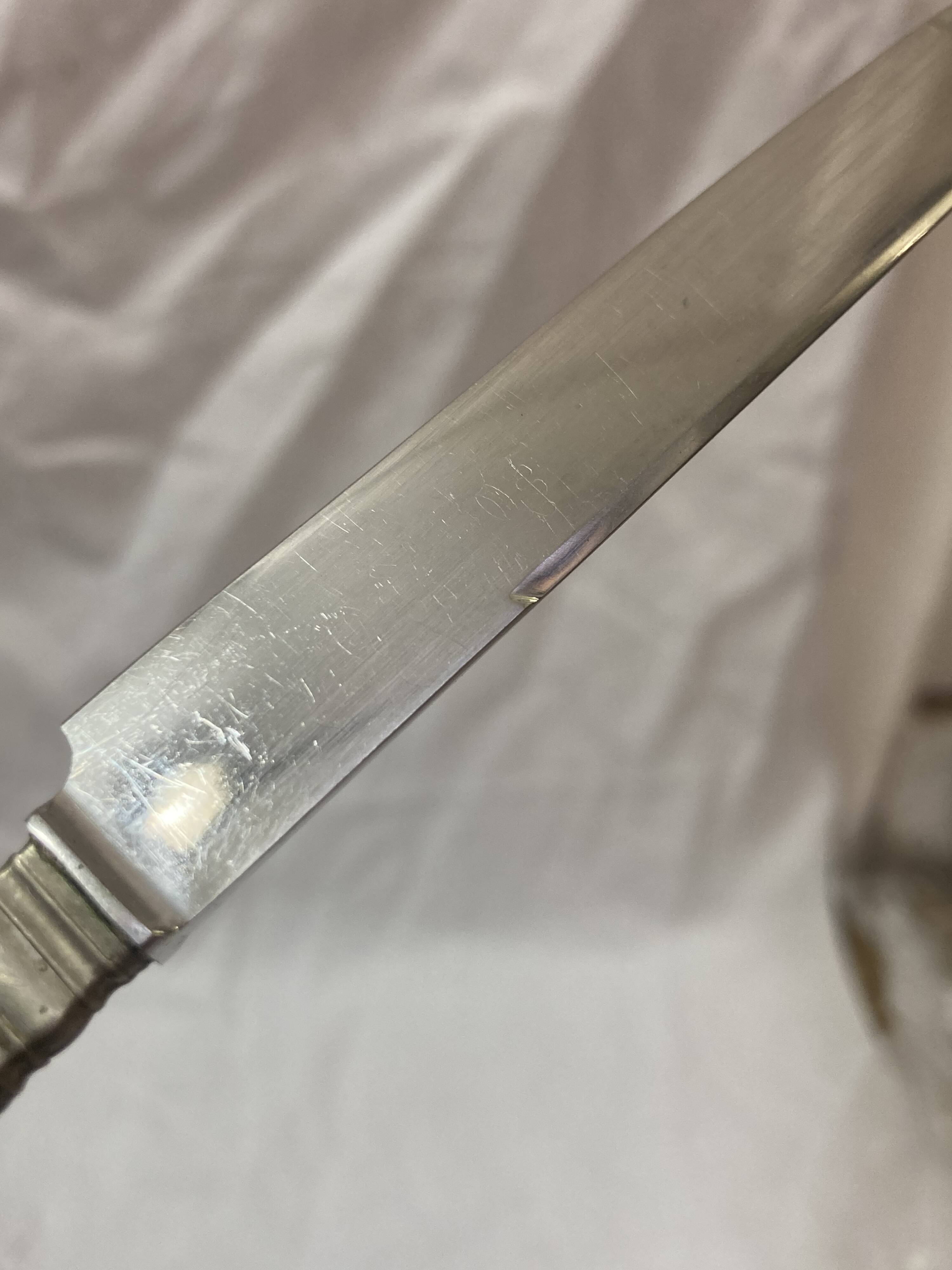 19th century ebony silver cheese knives