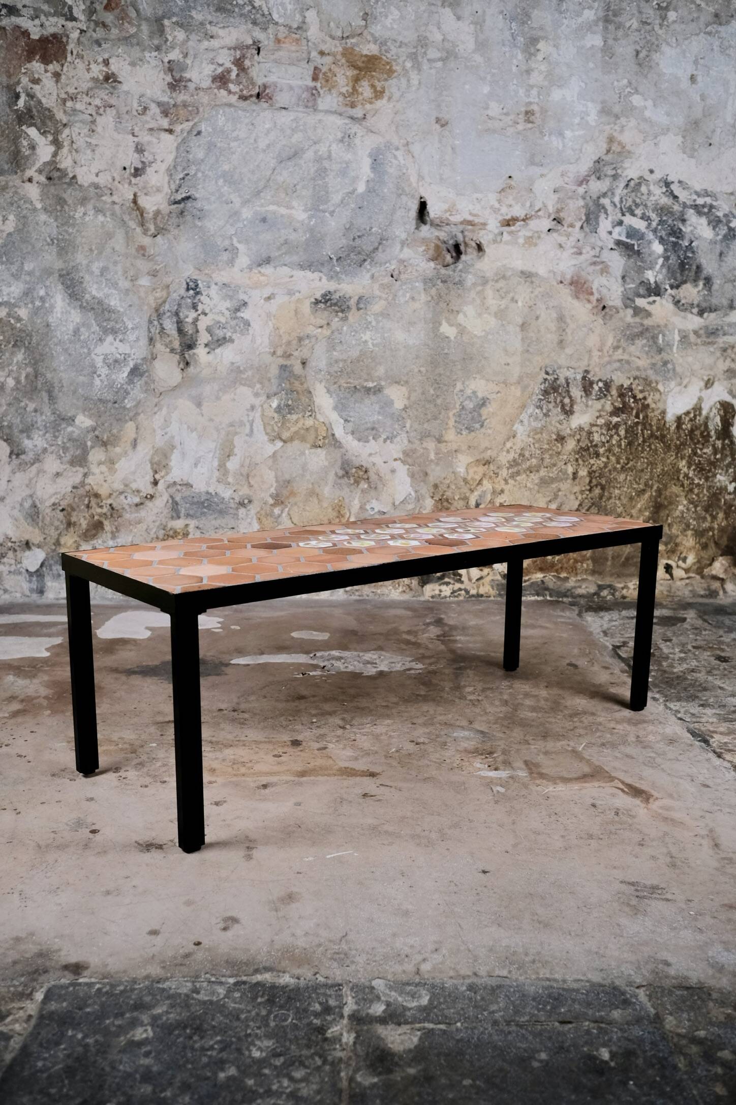 Rectangular ceramic coffee table by Roger Capron, Vallauris, 1960s