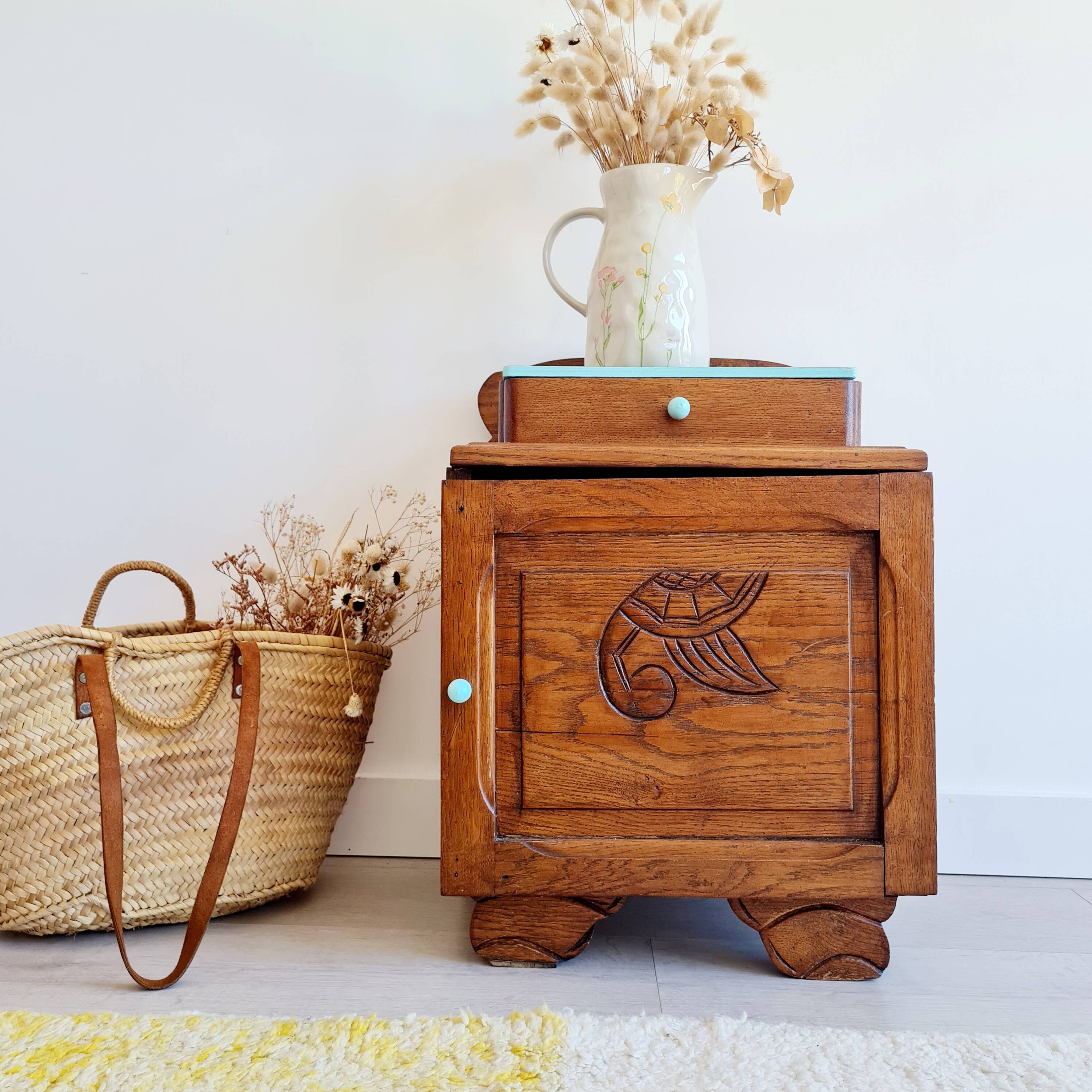 Chevet petit meuble caisson art déco bois