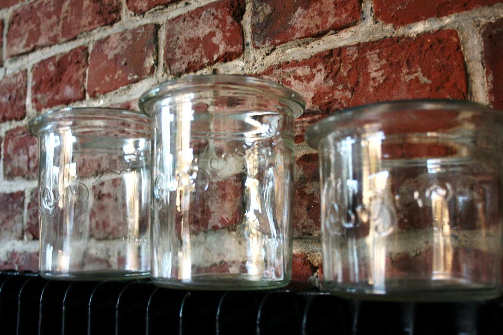 Ensemble de 3 pots vintage en verre La Conserve