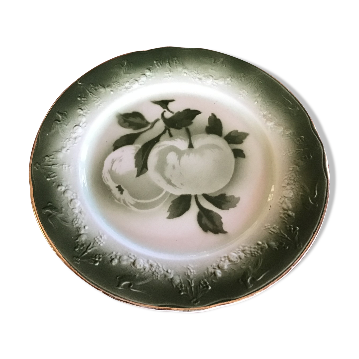 Plate Luneville apple décor