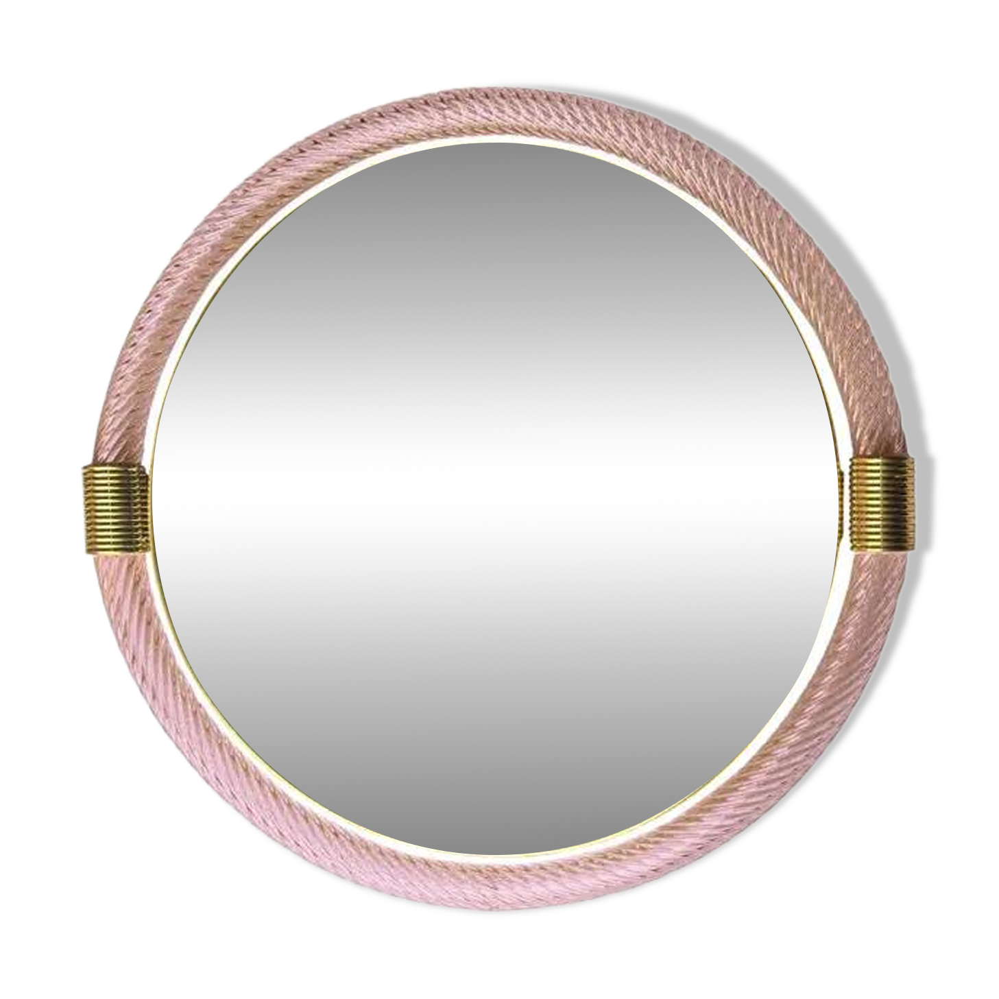 Mid-Century Modern Round Torchon-Torciglione Murano Glass Mirror in Barovir