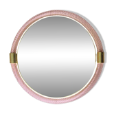 Miroir rond moderne du milieu du siècle en verre de Murano Torchon-Torciglione à Barovir