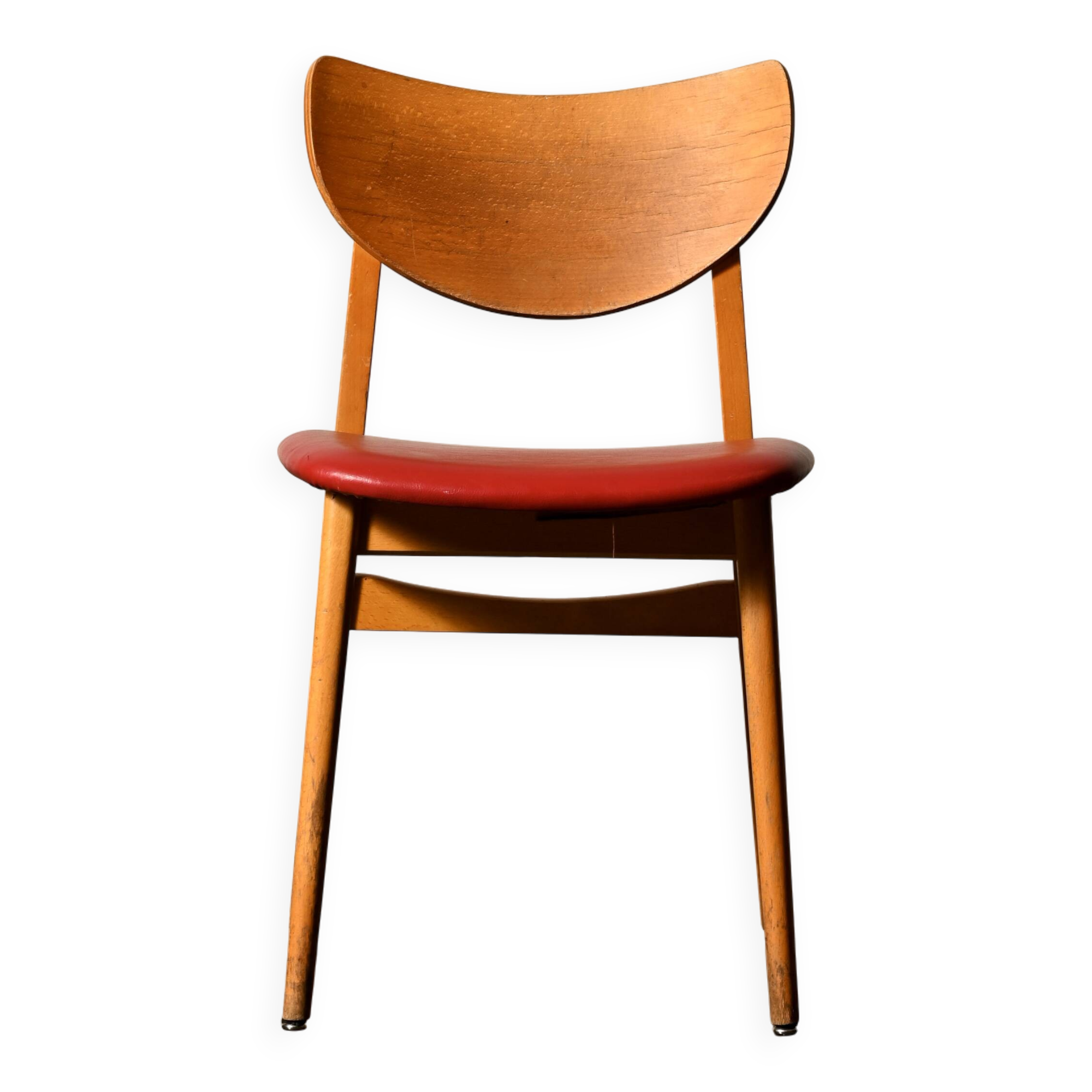 Chaise vintage en skaï rouge