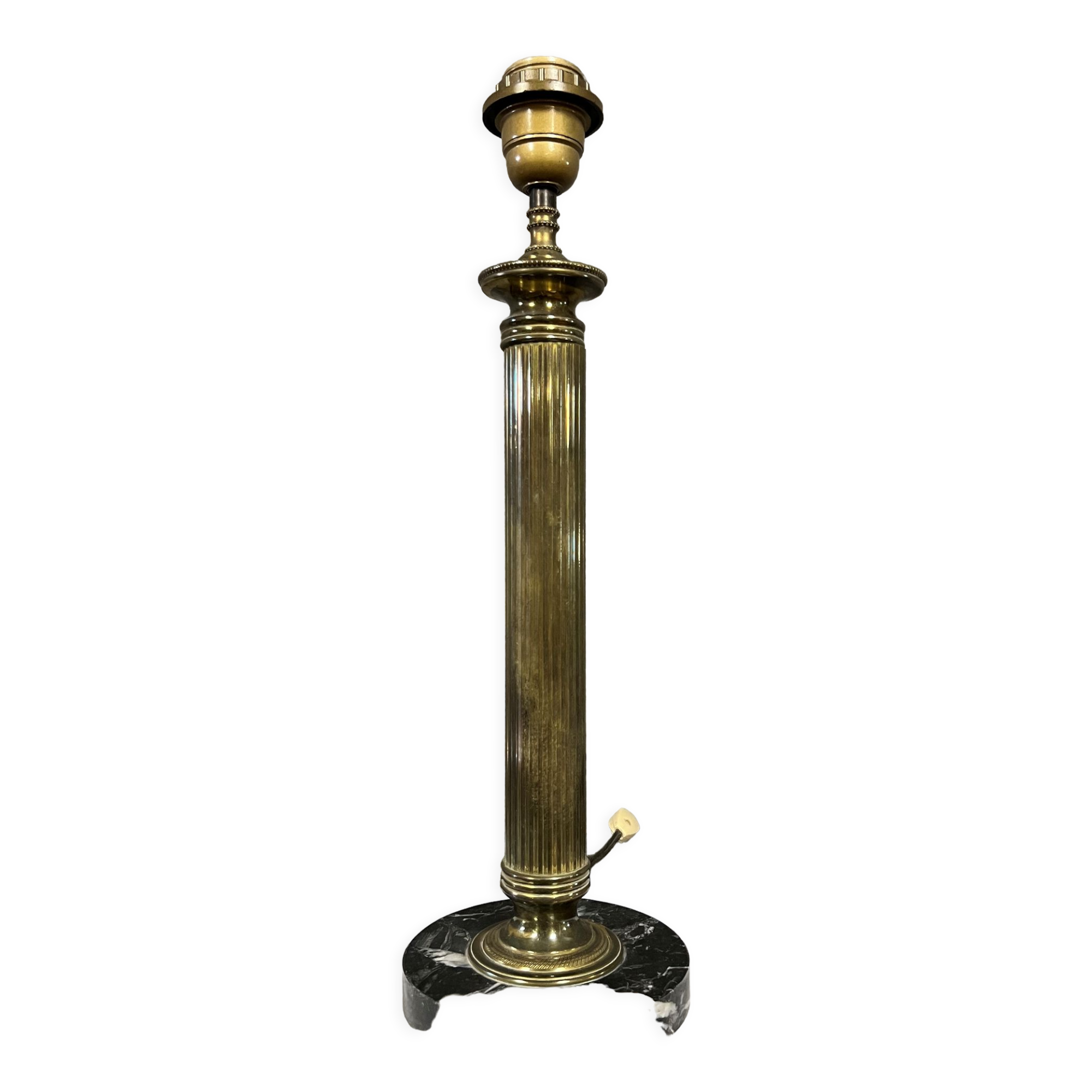 Lamp foot in gilded brass and black marble Louis XVI era around 1900