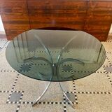 Italian round table in smoked glass 1970 Giotto Stoppino style