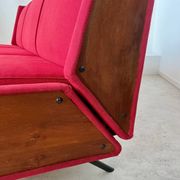 Antique Italian design fabric sofa from the 60s, vintage convertible
