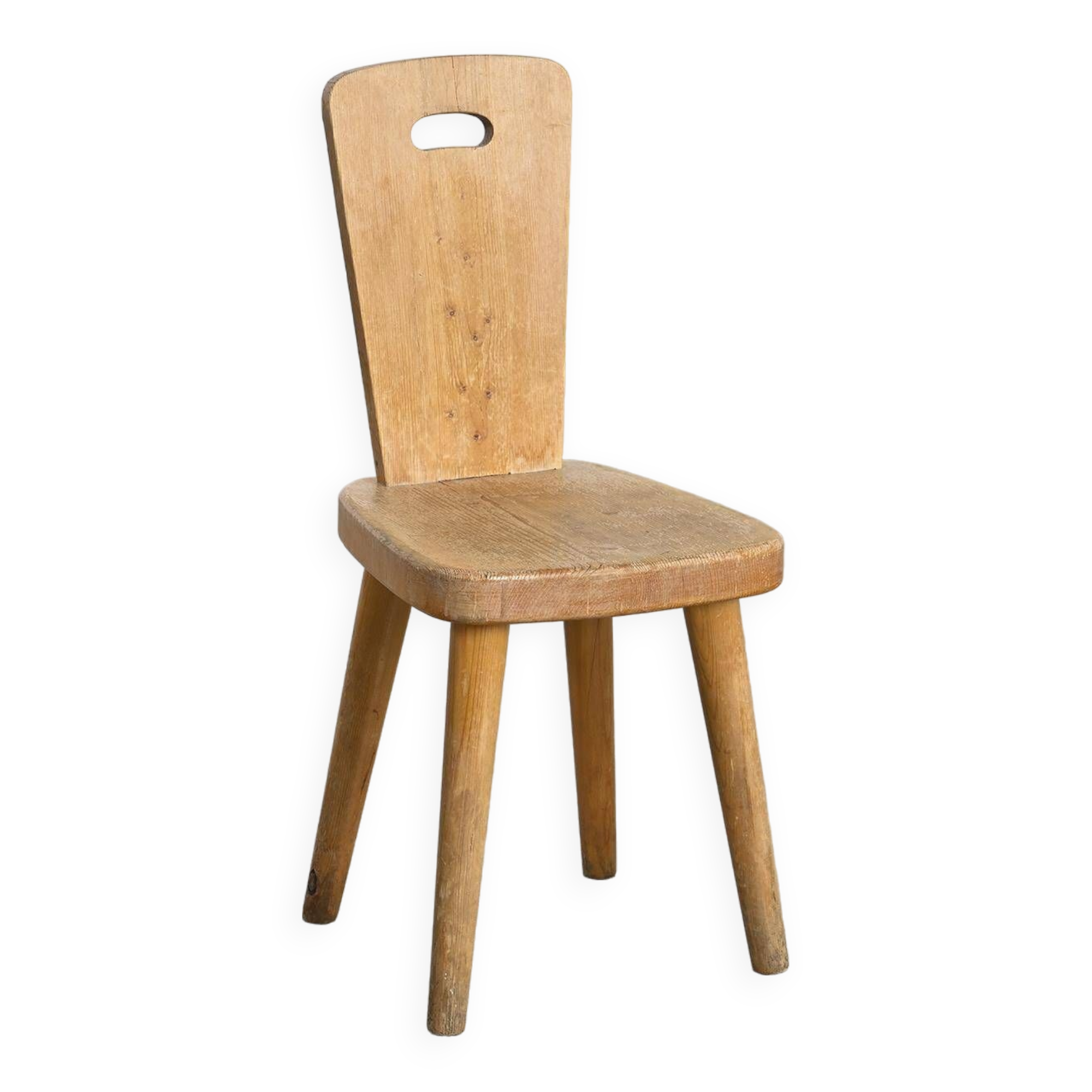 Chaise en Pin massif par Christian Durupt, Meribel 1960