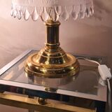 Delux lamp 1970 A 80 gold chrome ,,,,,and molded glass 31x22 very good condition