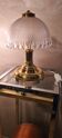 Delux lamp 1970 A 80 gold chrome ,,,,,and molded glass 31x22 very good condition