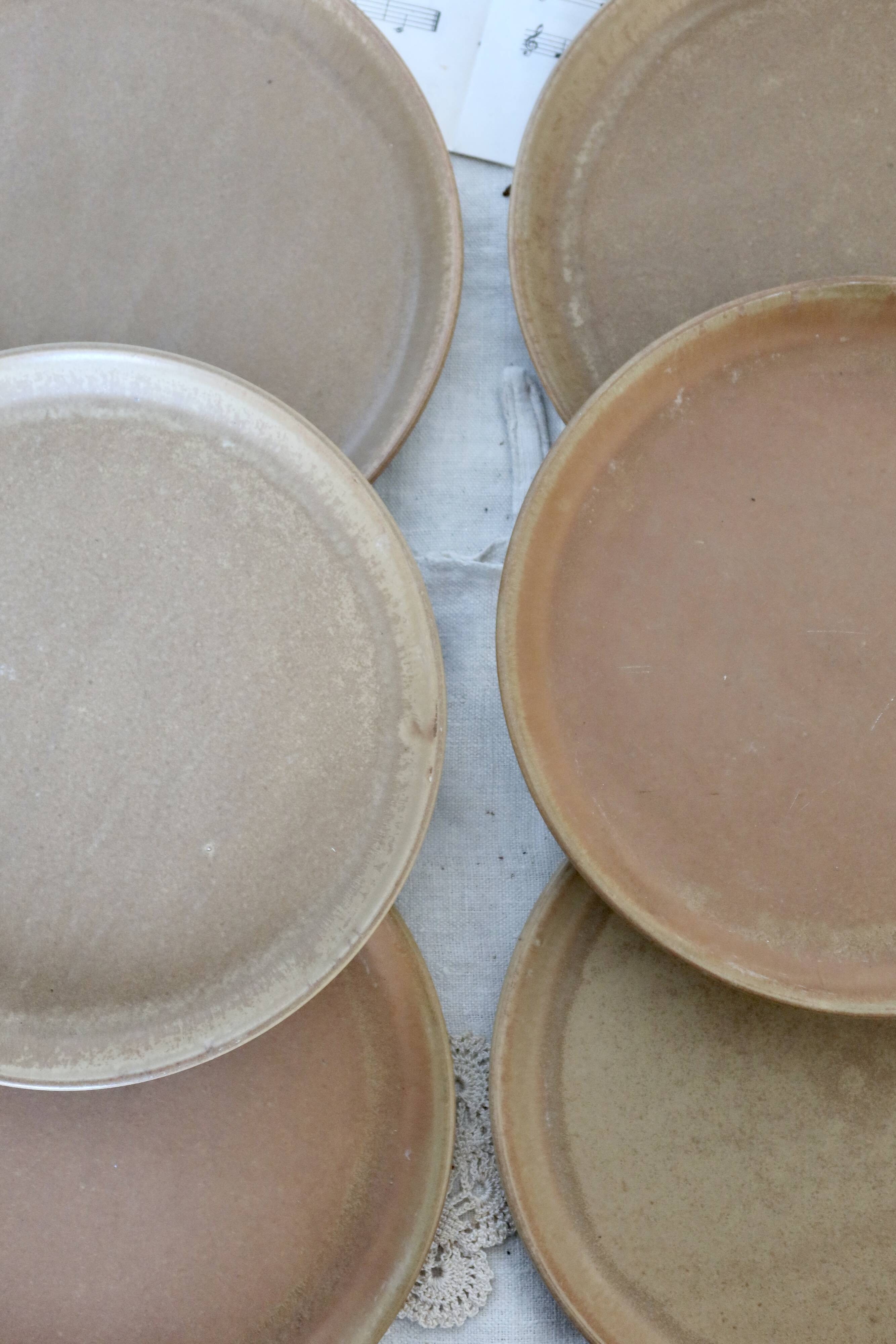 6 vintage stoneware dinner plates