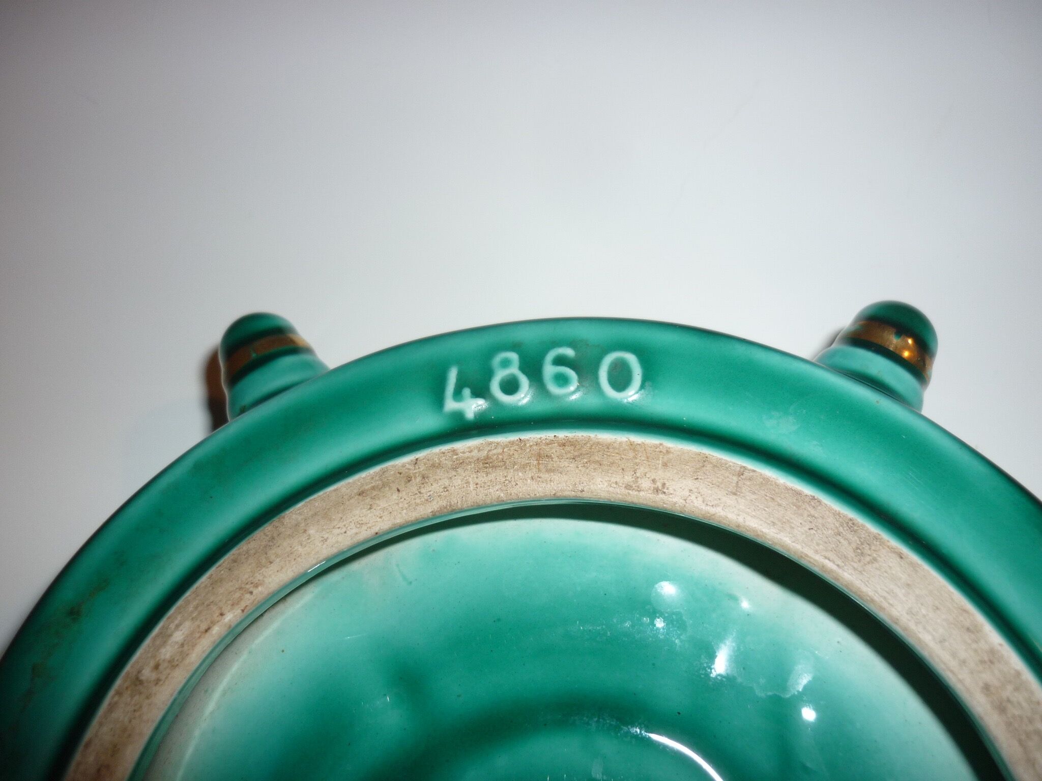 Vallauris green and gold boat wheel ashtray