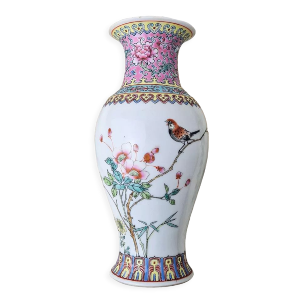 Vase chinois vintage porcelaine de Canton XX ème siècle En très bon état vintage, aucune ca