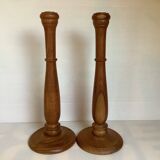 Pair of large wooden candlesticks