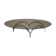 coffee table with metal legs and smoked glass top