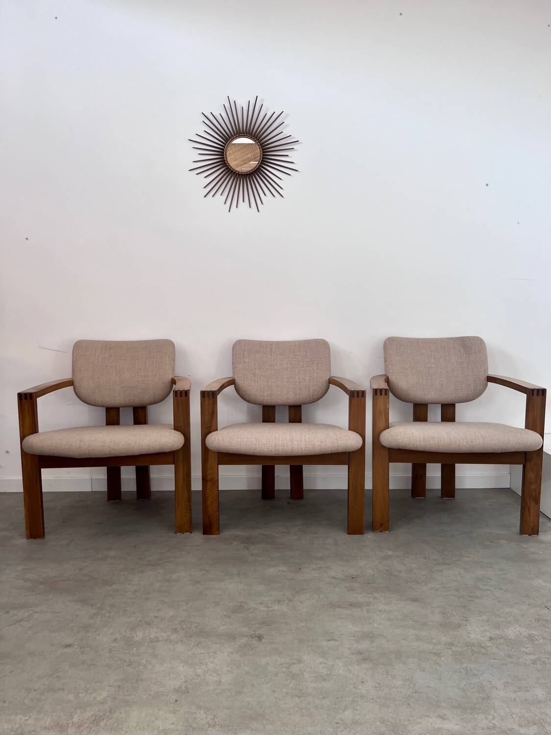 4 old armchairs Italian design chairs 70s vintage curved wood