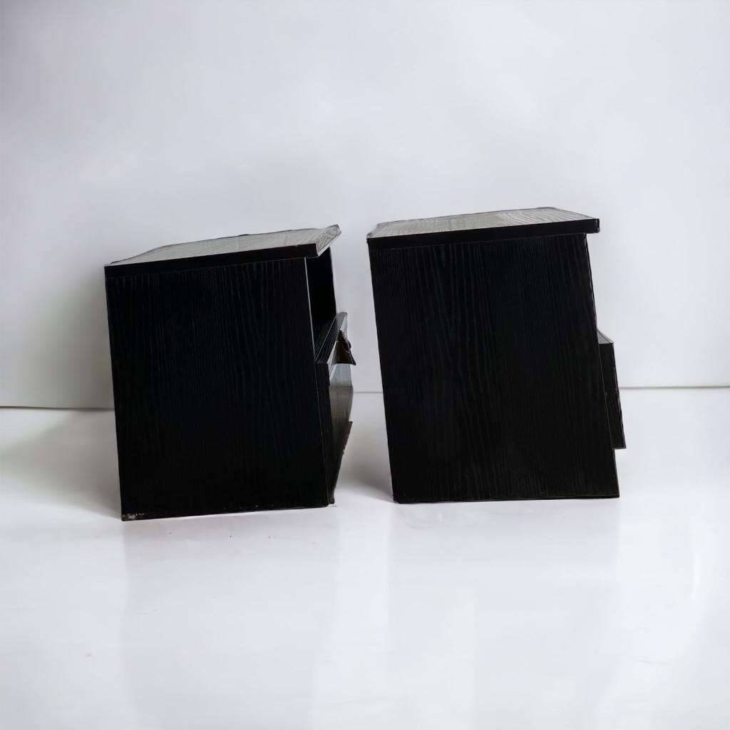 SET OF 2 VINTAGE BLACK BEDSIDE TABLES / MINI CABINETS