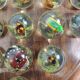 Vintage wooden carved solitaire game – Resin balls with insects –