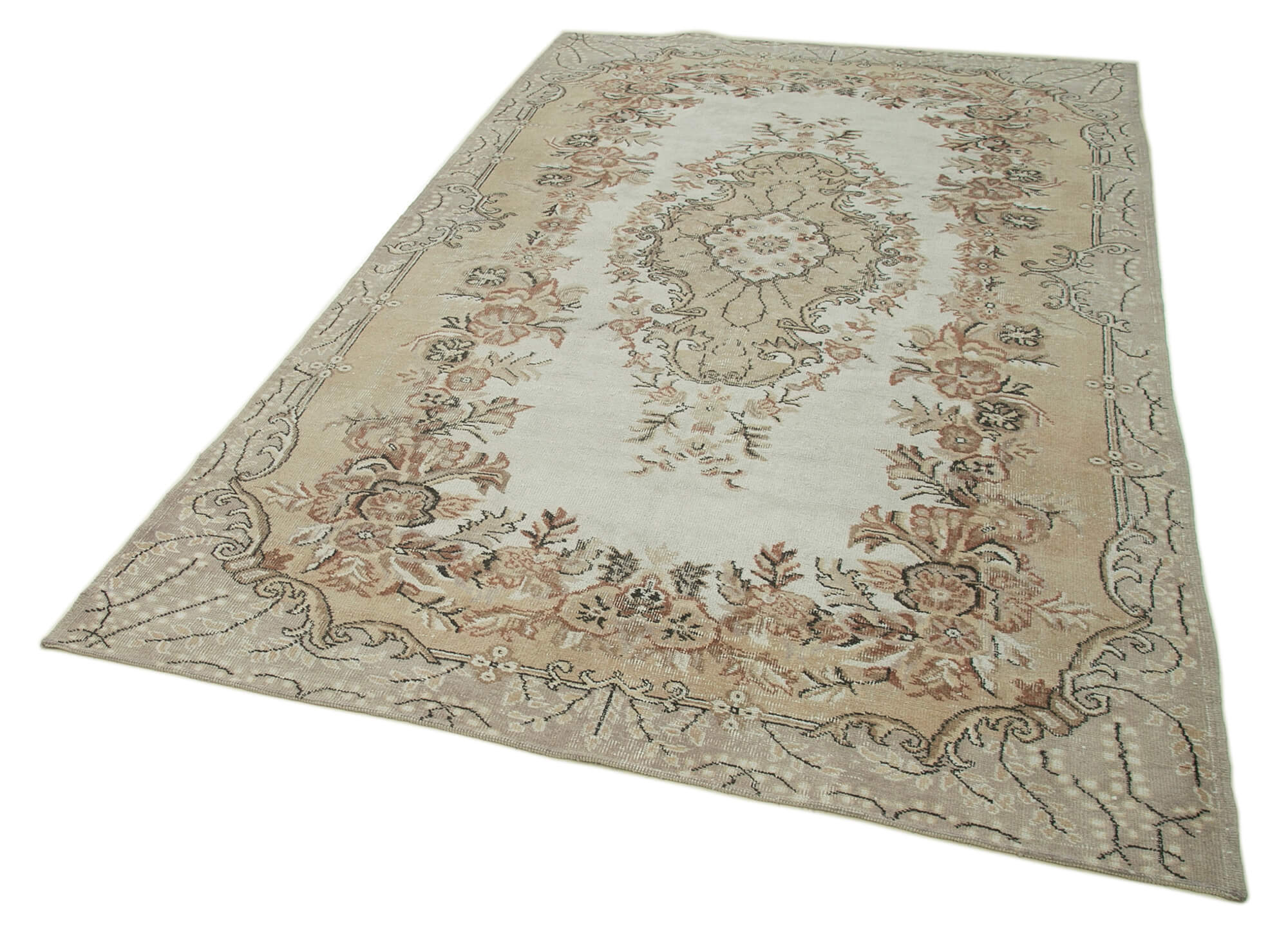 Hand-knotted turkish beige rug 175 cm x 285 cm