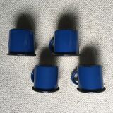 Batch of 4 enamelled sheet metal mugs