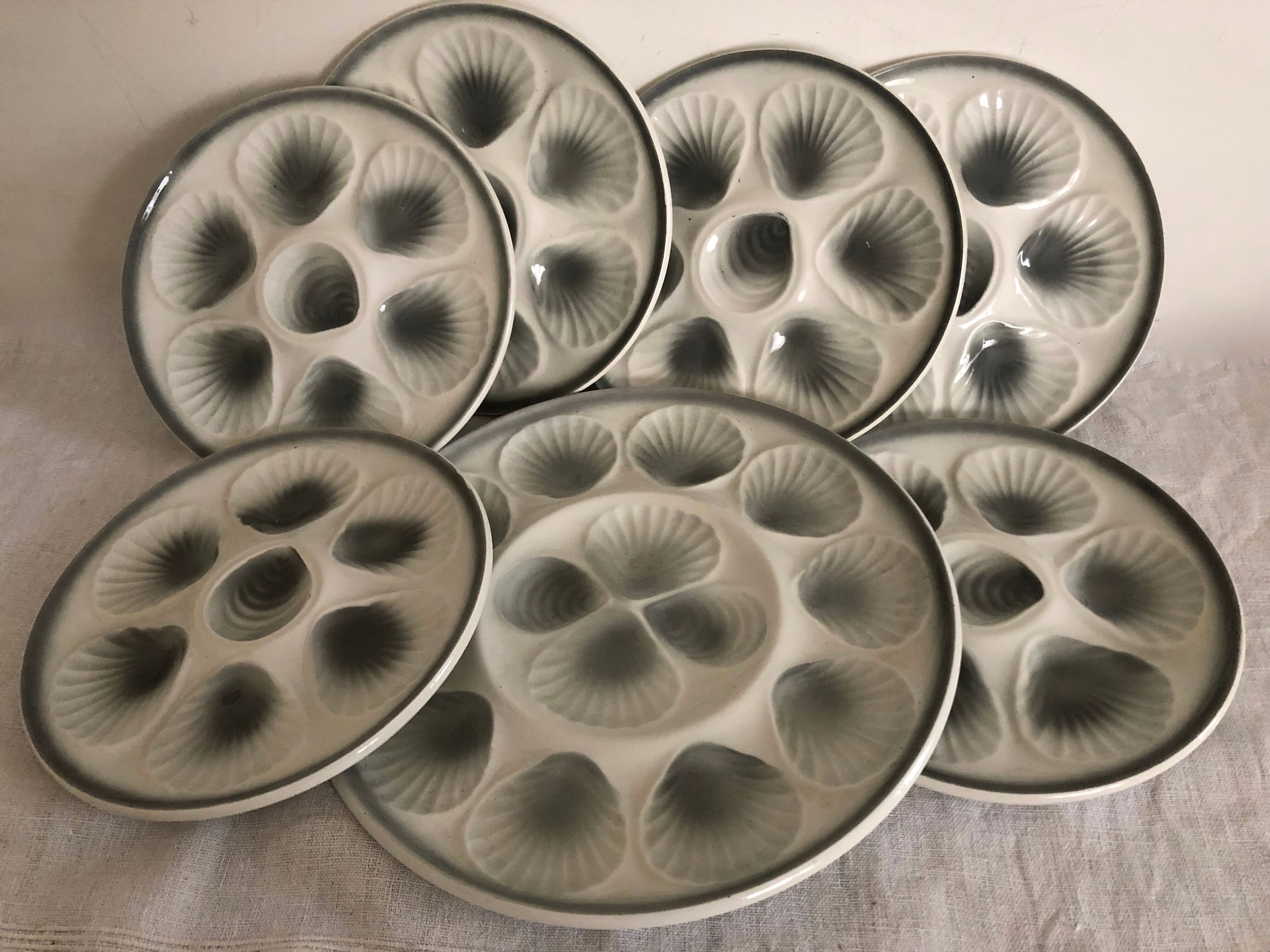 6 oyster plates and their dish - Moulin des Loups