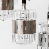 Chandelier 6 lights glass metal 1970s vintage modernism