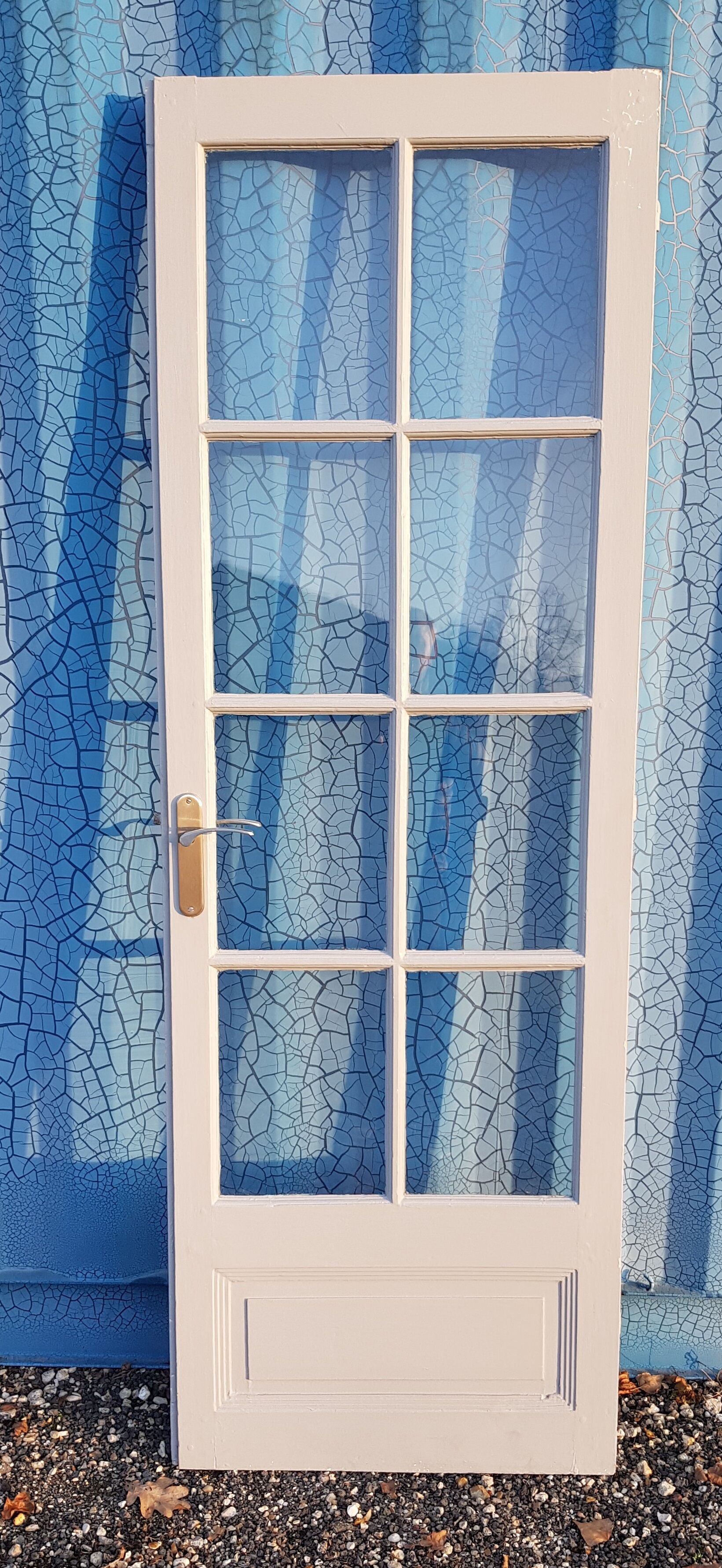 Lot of a double oak glass door