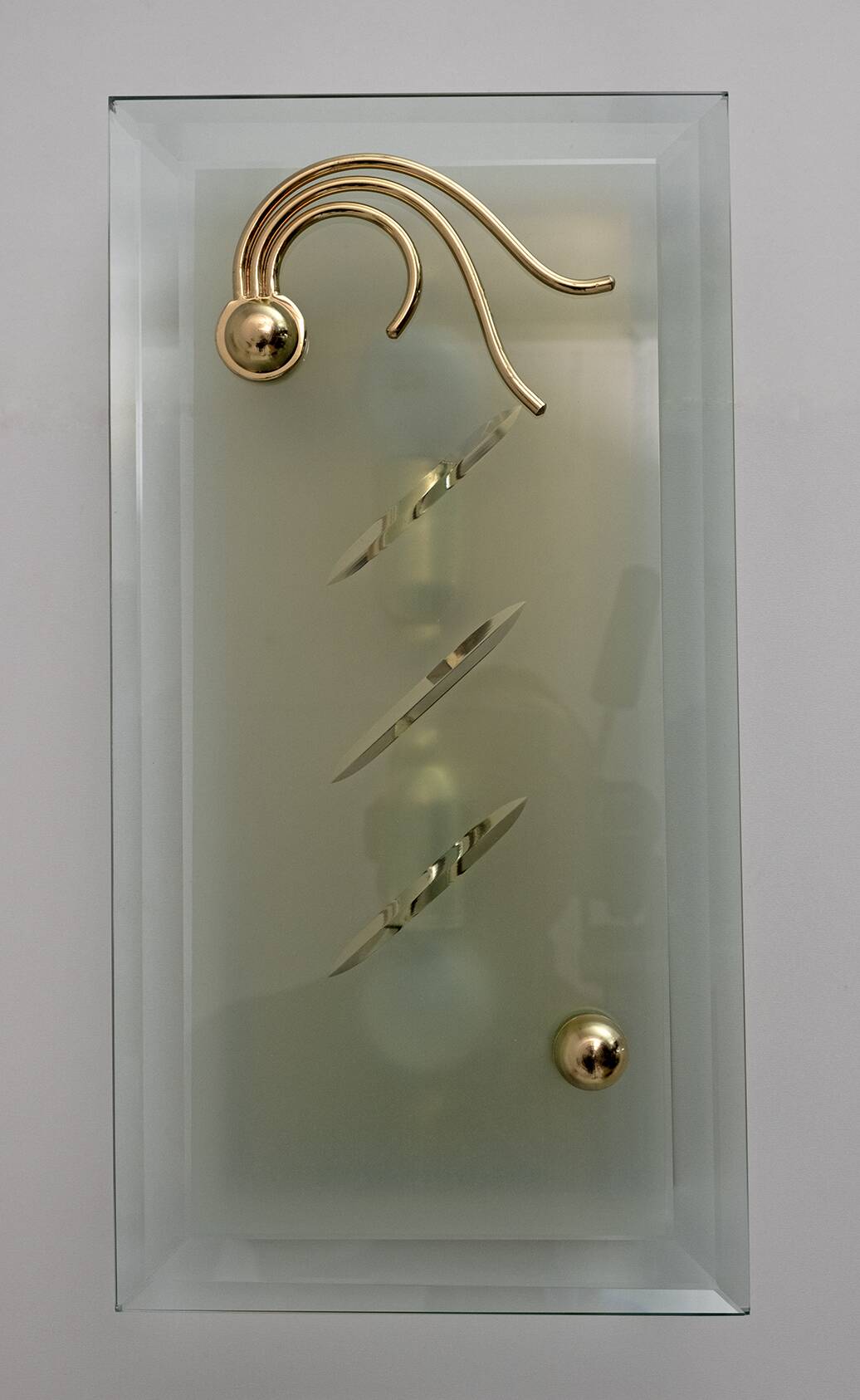 Pair of Mid-Century Modern Italian Crystal and Brass Sconces, 1970s