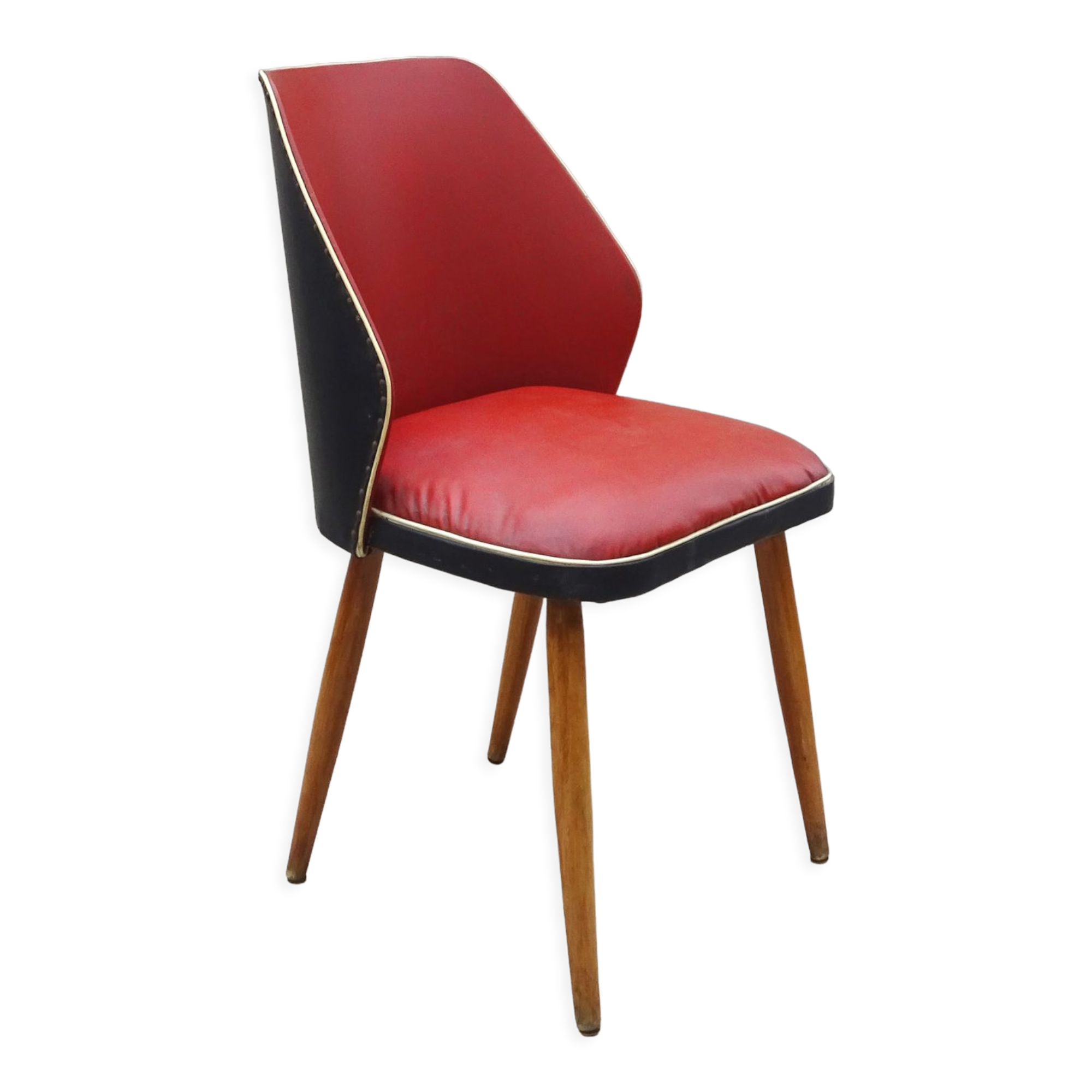 Baumann 1960/65 skaï red feet compass chair