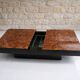 1970s bar coffee table by Willy Rizzo, elm burl.