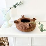 Empty pocket carved wooden cup folk art