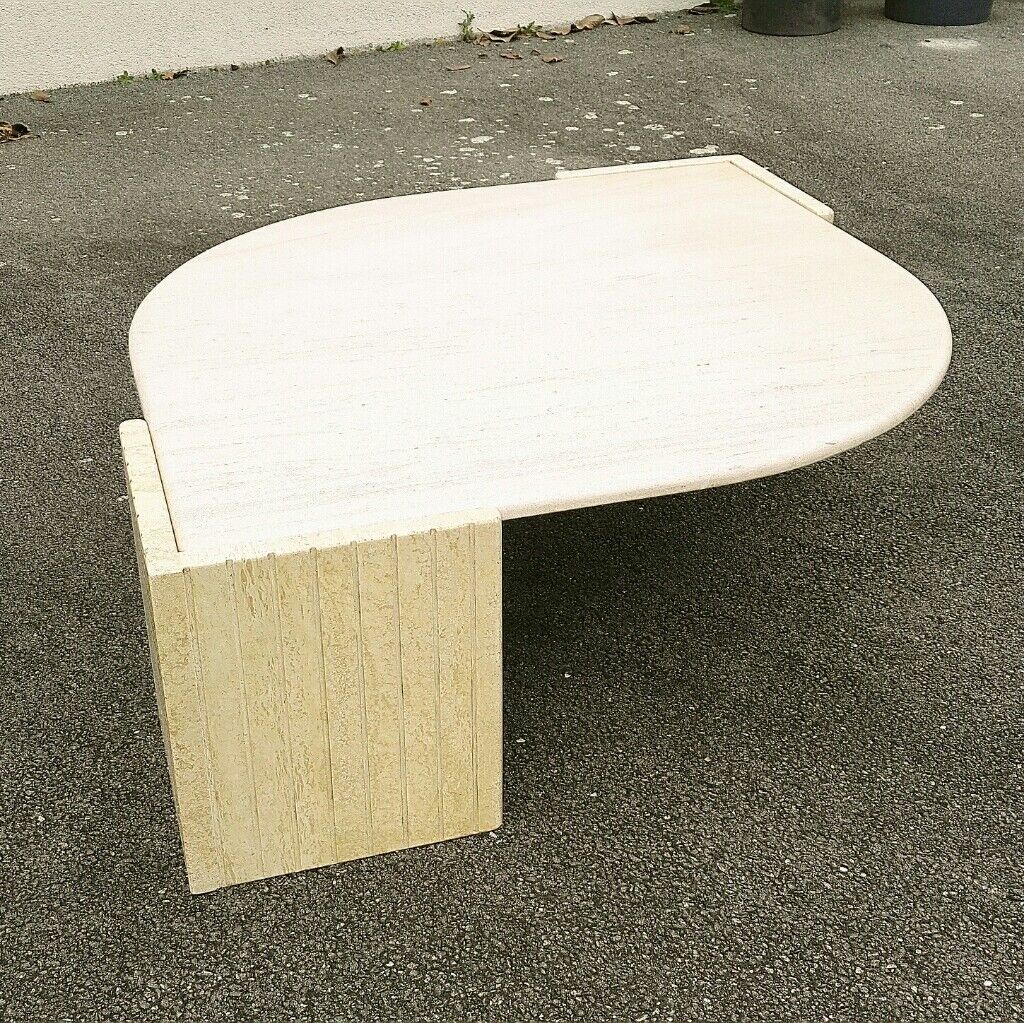 Table basse goutte travertin design 1970 vintage