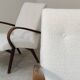 Pair of Jaroslav Smidek armchairs for Ton Bystrice, restored with white boucle, 1960.