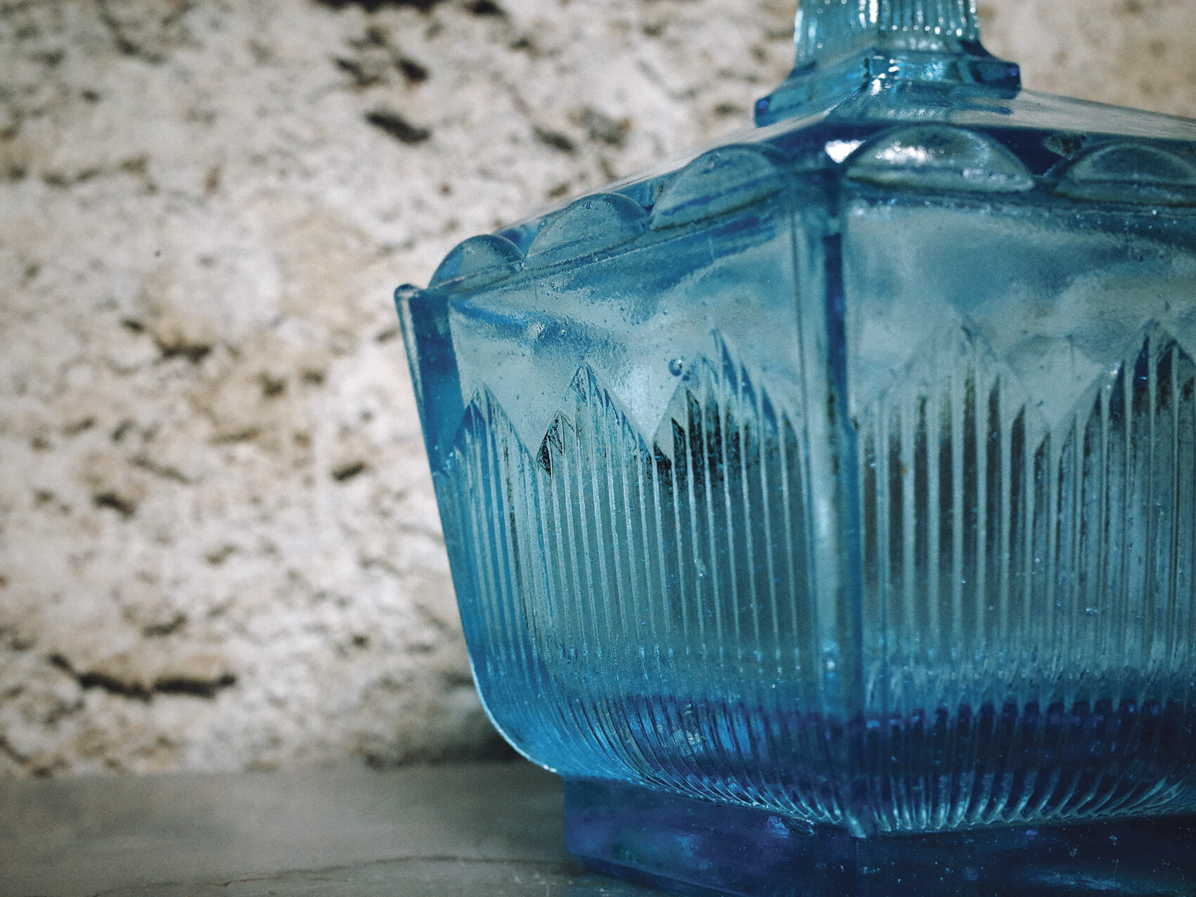 Art Deco blue glass sugar